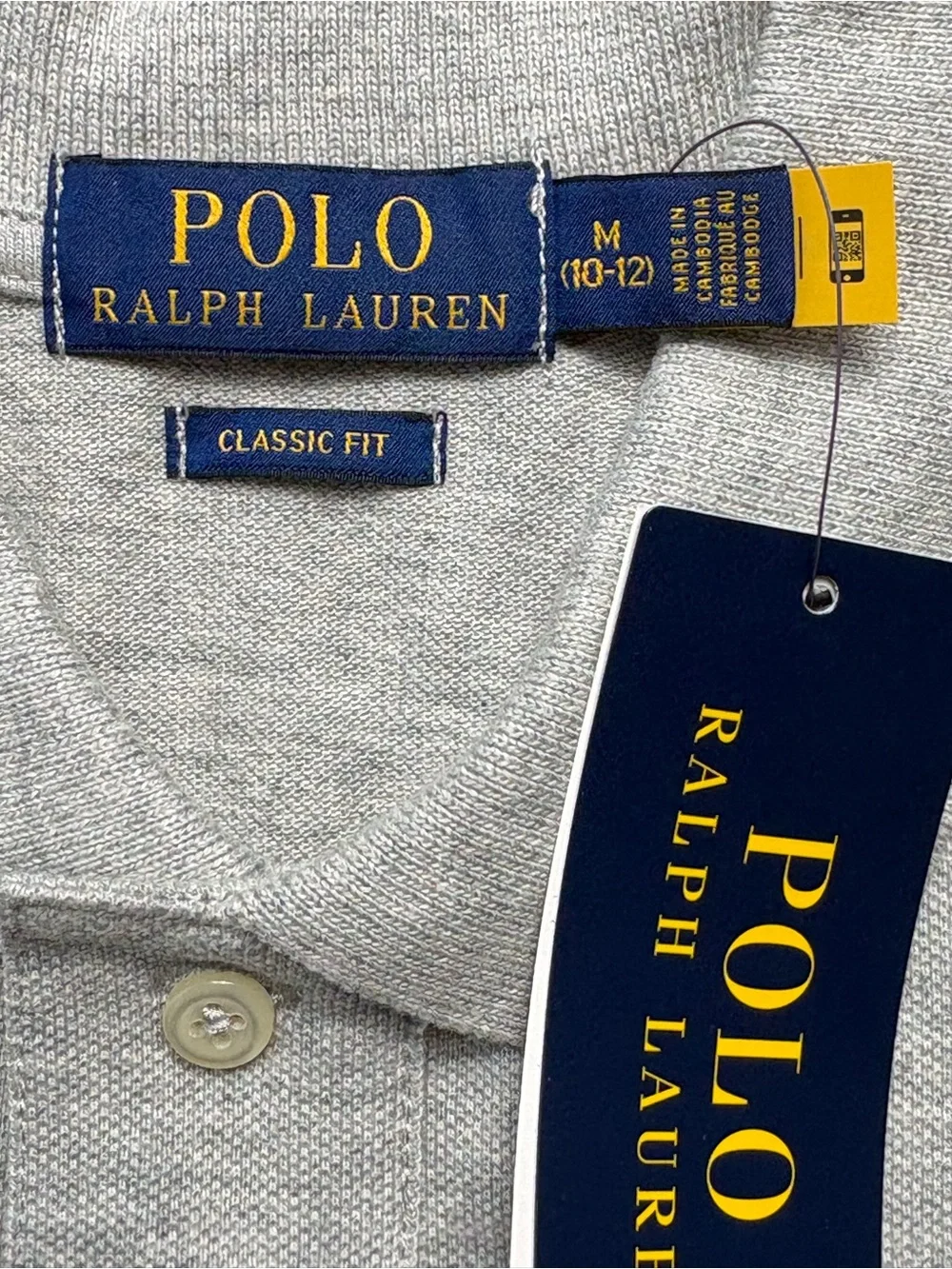 NWT Polo Ralph Lauren Boys M Medium 10-12 Classic Fit Polo Shirt Heather Grey